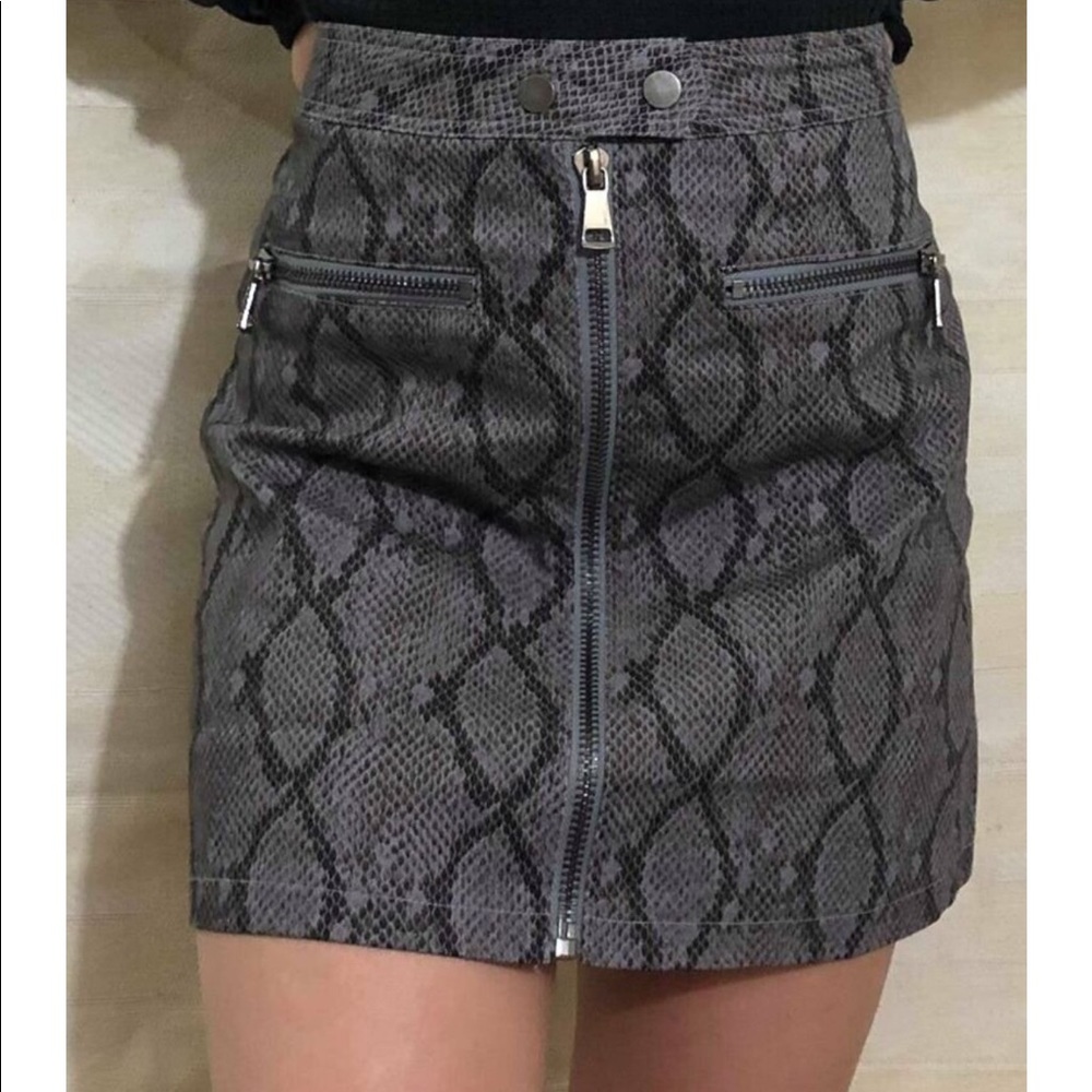 Faux Snake Skin Denim Skirt